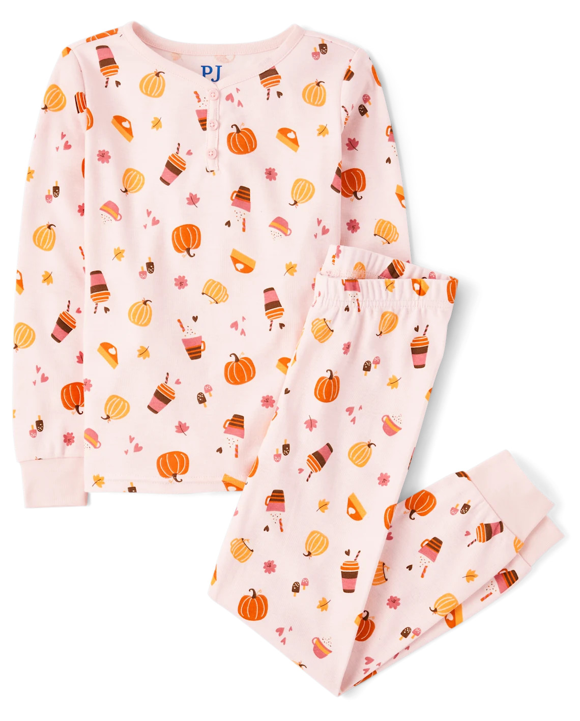 Girls Mommy And Me Pumpkin Spice Snug Fit Cotton Henley Pajamas - pink | The Children's Place