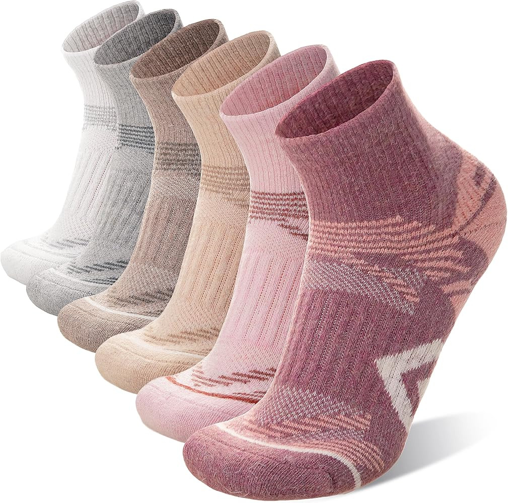 ANTSANG 6 Pairs Merino Wool Quarter Ankle Hiking Running Socks Compression Thermal Thick Cushion ... | Amazon (US)