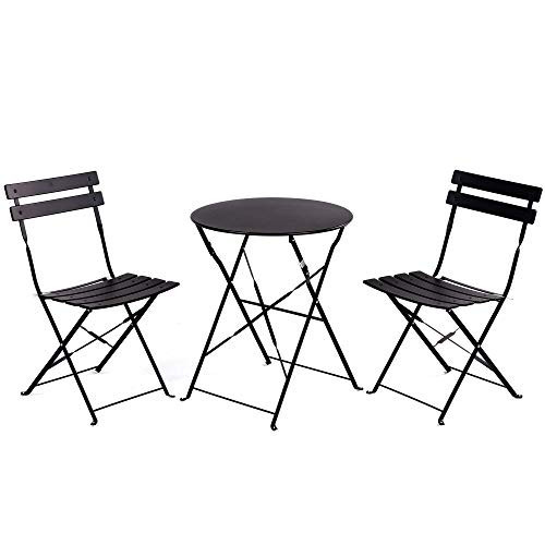 Grand patio Premium Frame Patio Bistro Set, Folding Outdoor Patio Furniture Sets, 3-Piece Patio Set of Folding Patio Table and Chairs, Black | Amazon (US)