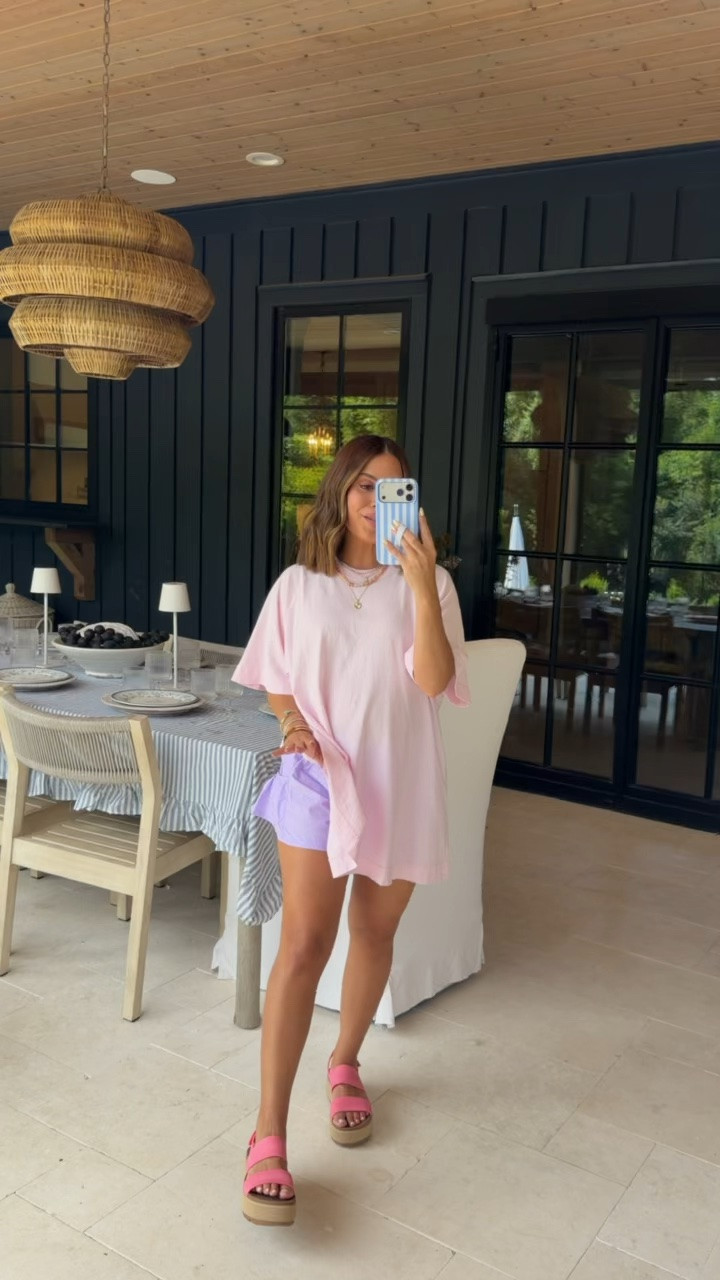 Free People Movement Haul- featuring lots of cute staple looks for summer ☀️ wearing a small in this powder pink tee + small in ultra violet shorts. Currently 23 weeks pregnant & bump friendly!

#LTKBump #LTKActive #LTKootd