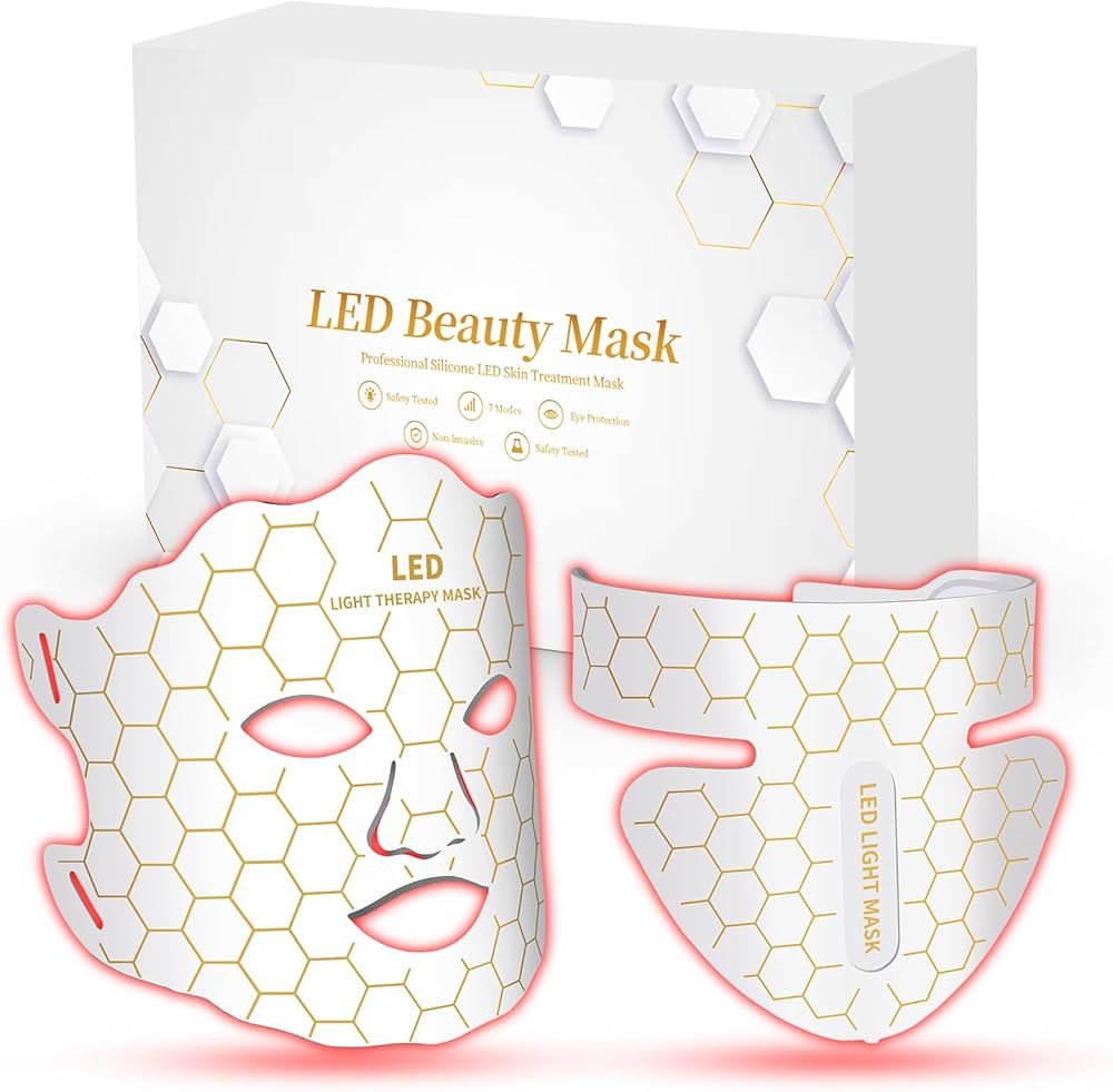 Yahi Red Light Photon Facial & Neck Mask with Remote Control, 7 Custom Modes with Infrared, Porta... | Amazon (US)