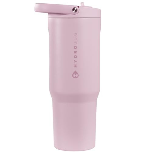 HydroJug Sport - Stainless Steel Tumbler with Straw, Vacuum Insulated, 40oz Leakproof Water Bottle, Ergonomic Design, Reusable, Dishwasher Safe, Rubber Base, Durable for Gym or Outdoors, Sweet Pea | Amazon (US)