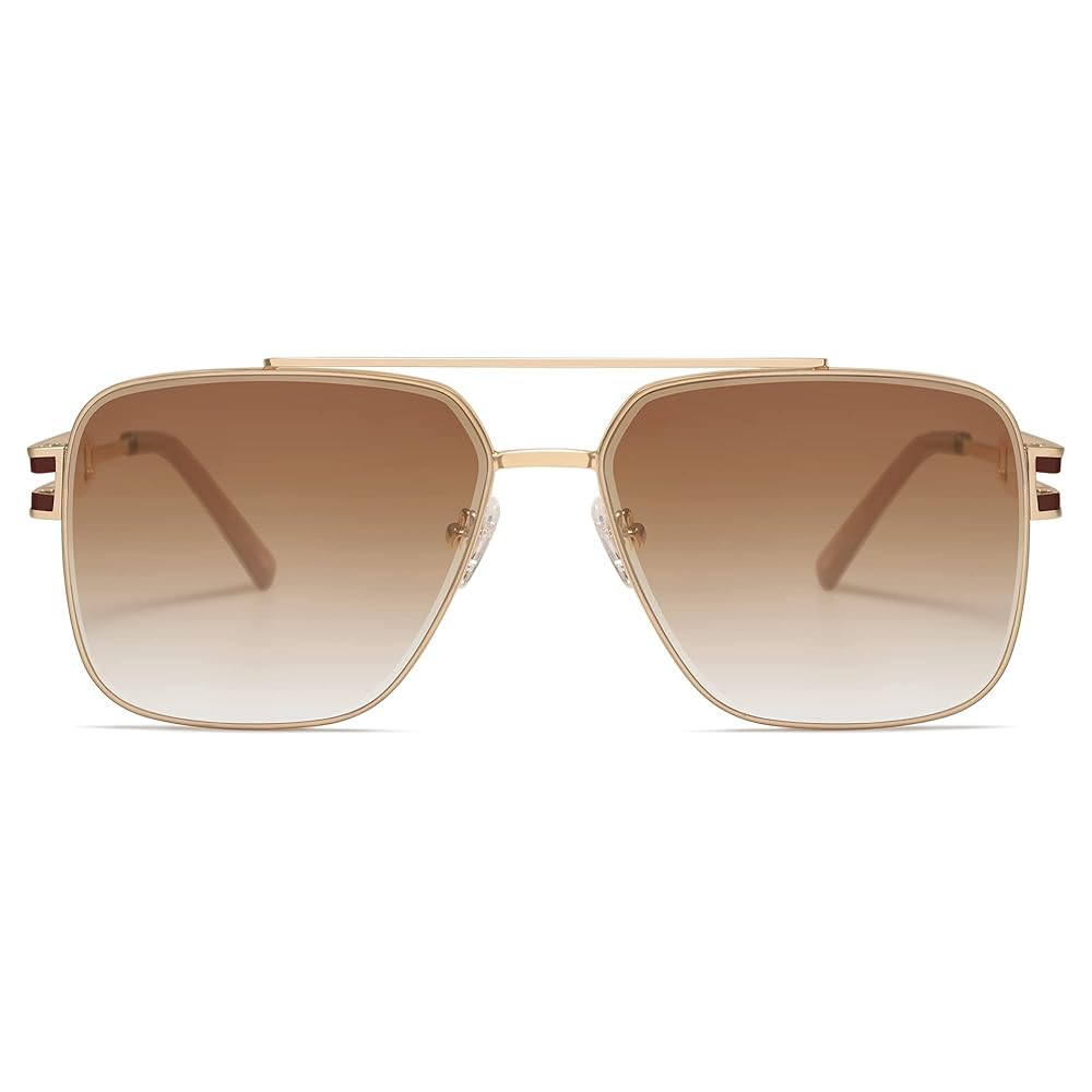 SOJOS Retro Oversized Square Sunglasses for Women Men, Vintage Large Double Bridge Metal Frame Un... | Amazon (US)