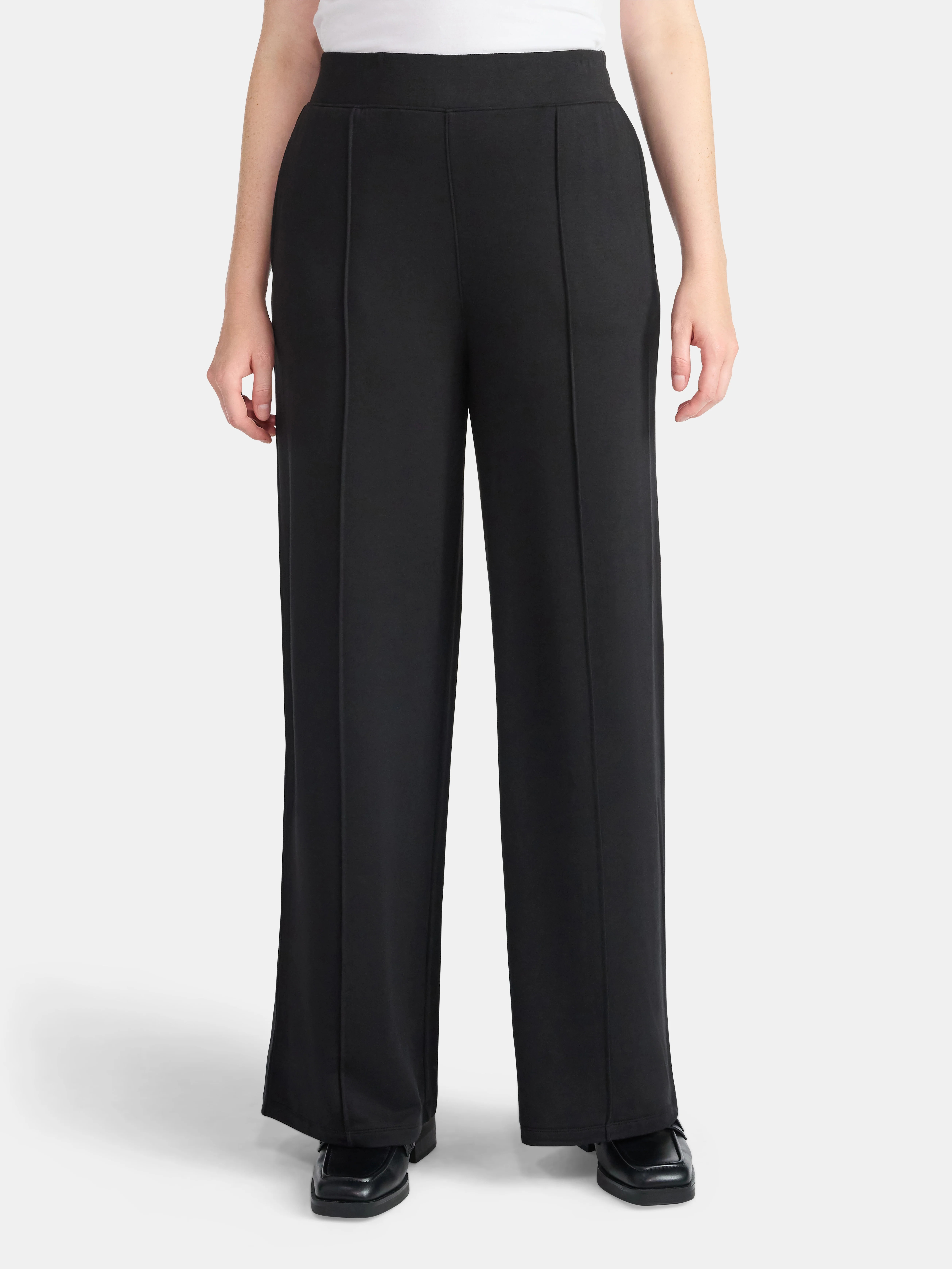Time and Tru Women's Knit Wide Leg Pants, Sizes XS-XXXL | Walmart (US)