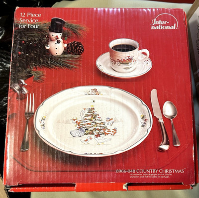 VTG Nikko Happy Holidays Dinnerware Set 12 Piece Christmas Tree Original Box BL | eBay US