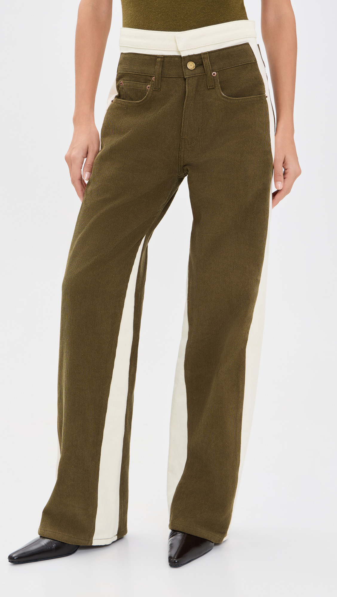 B Sides Double Waistband Jeans Olive Drab/Clair Rinse 30 | Shopbop