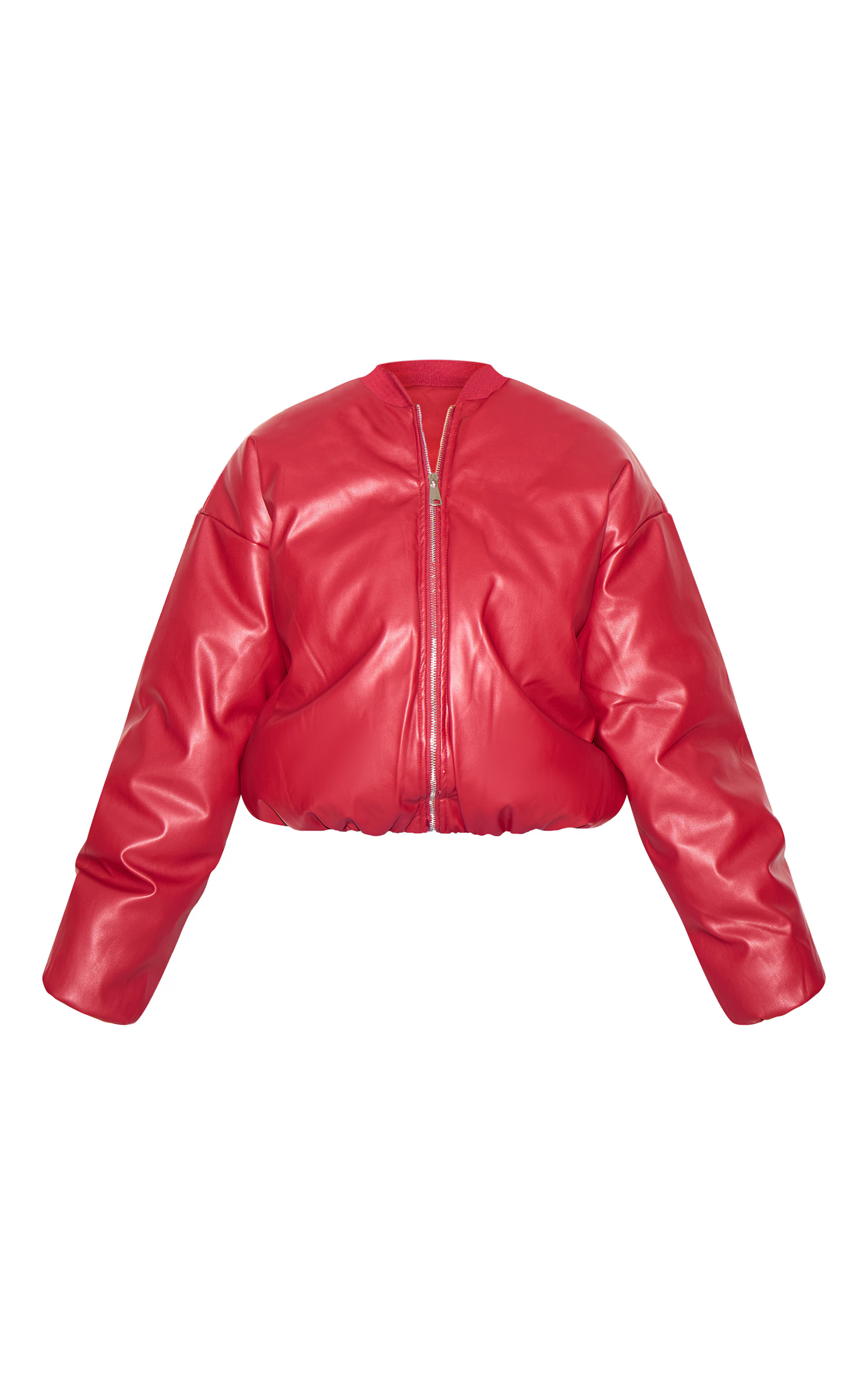 Cherry Red Faux Leather Oversized Bomber Jacket | Outerwear | Pretty Little Thing (Australia & New Zealand)