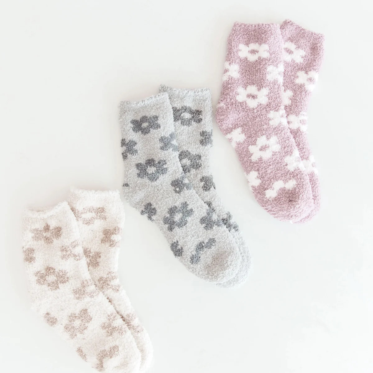 Flower Power Plush Socks 3 Pack - Casual Chic Boutique | Casual Chic Boutique