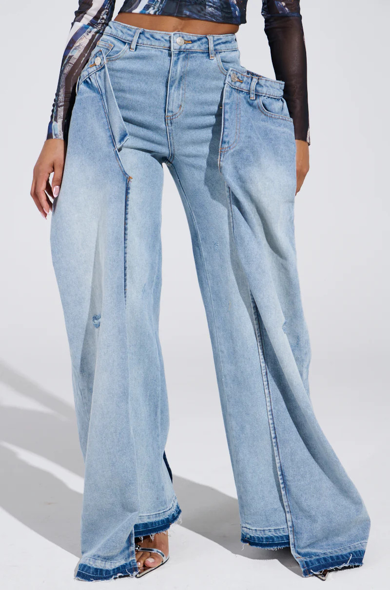 SEEING DOUBLE DECONSTRUCTED DENIM JEANS | AKIRA