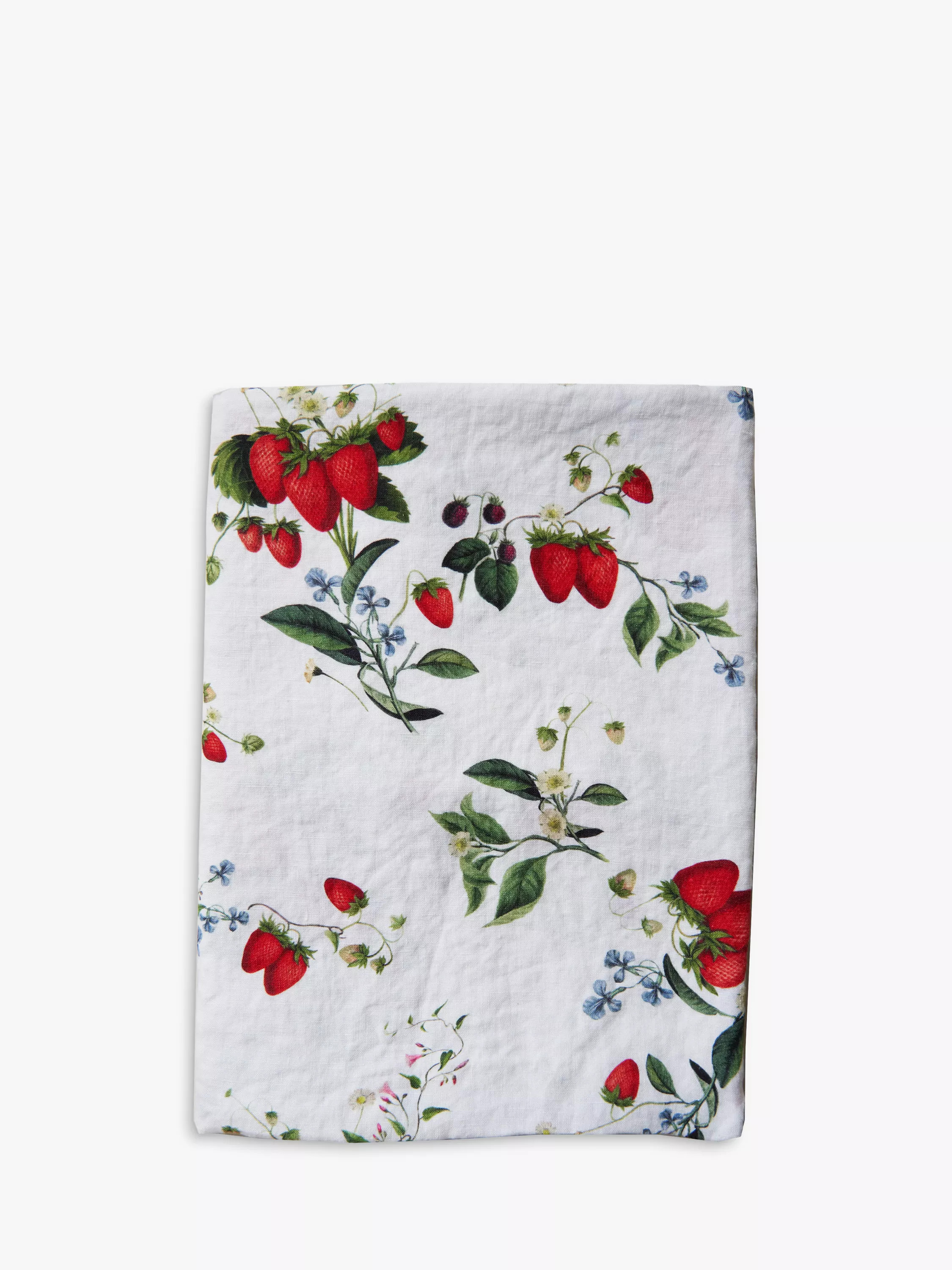 Wild Strawberry Linen Tablecloth, 250 x 143cm, White/Multi | John Lewis (UK)