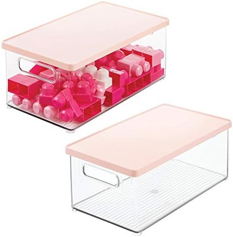 mDesign Stackable Plastic Storage Bin Box with Removable Lid - for Organizing Baby/Child's/Kids T... | Amazon (US)