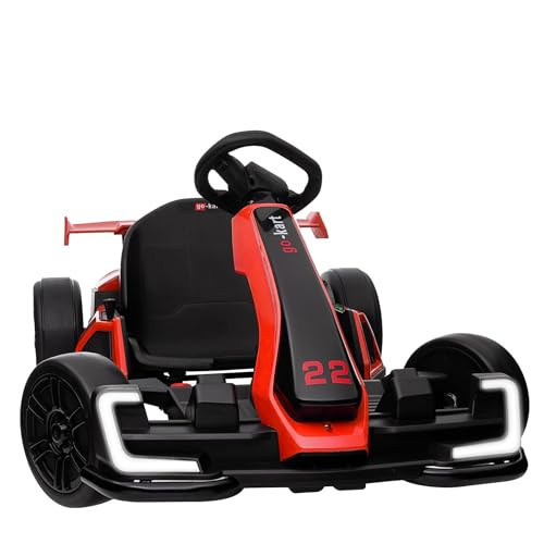 KerryYoo K61 Go Kart Electric Drift Kart with Length Adjustable Seat, 24V Outdoor Ride on Toy with 4 Speed Mode, Crazy Cart for Kids 6-12 Years Old, Fast 300W Motor, 8.5 MPH, Bluetooth - Red | Amazon (US)