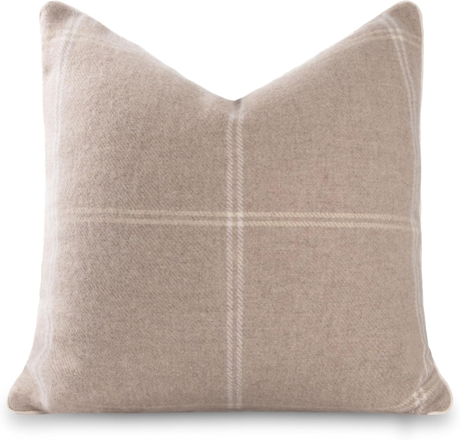 Hofdeco Premium Merino Wool Windowpane Throw Pillow Cover, 22x22, Camel | Amazon (US)