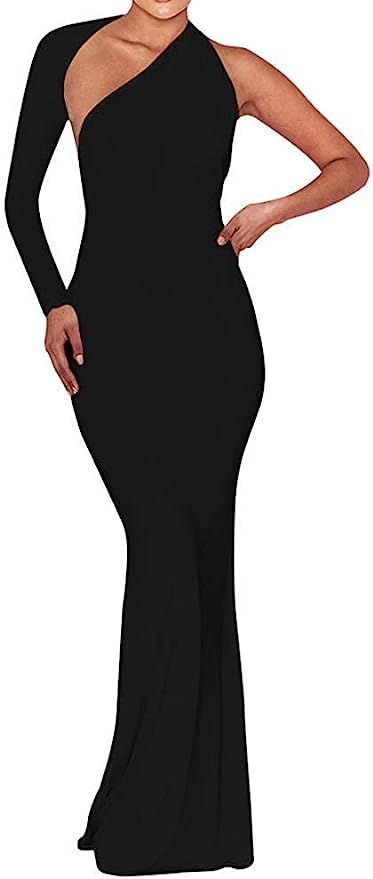 BEAGIMEG Women's Sexy Elegant One Shoulder Backless Evening Long Dress | Amazon (US)