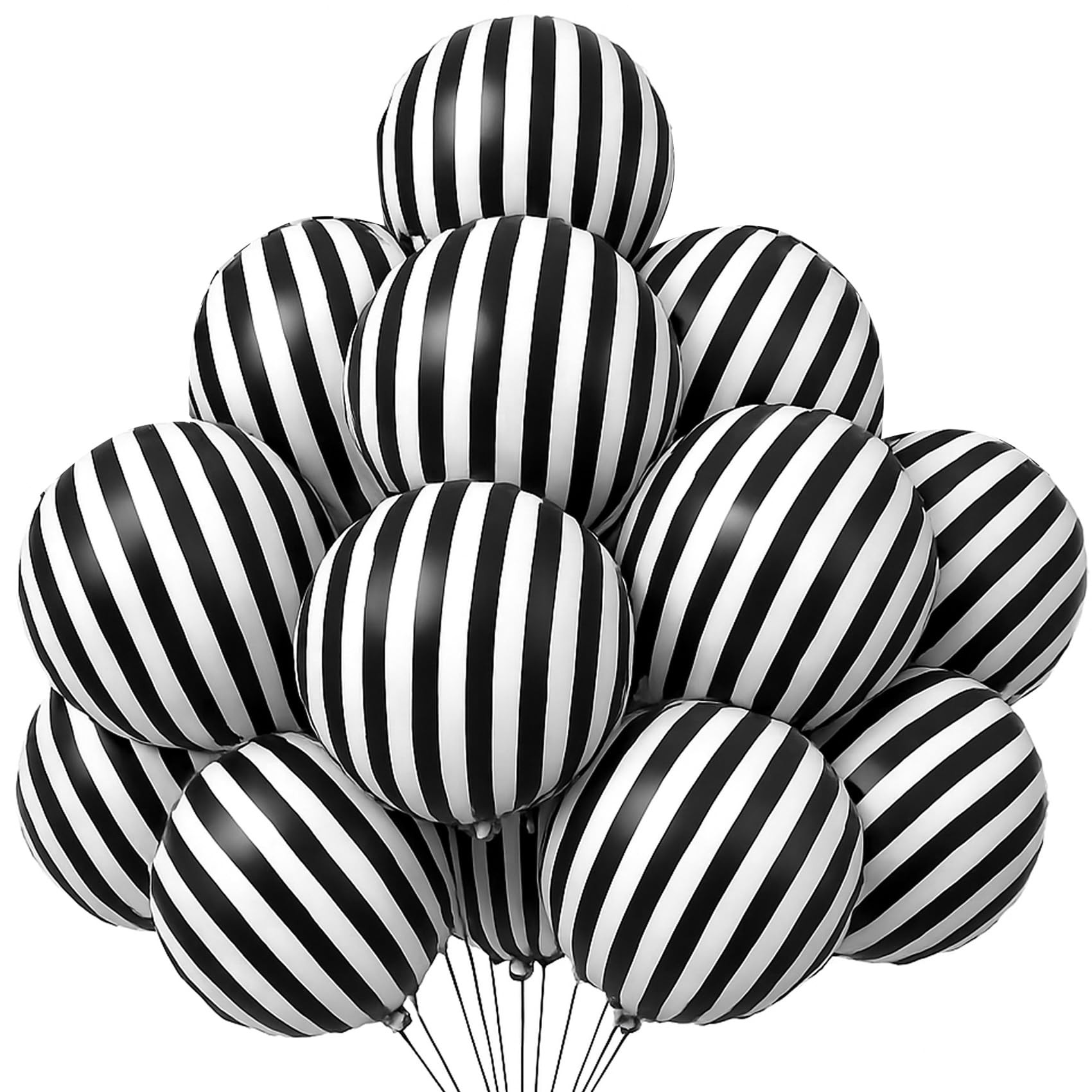 Striped-Balloon Halloween-Balloons 12PCS 18in Black White Striped Foil Balloons Birthday Party Ba... | Amazon (US)