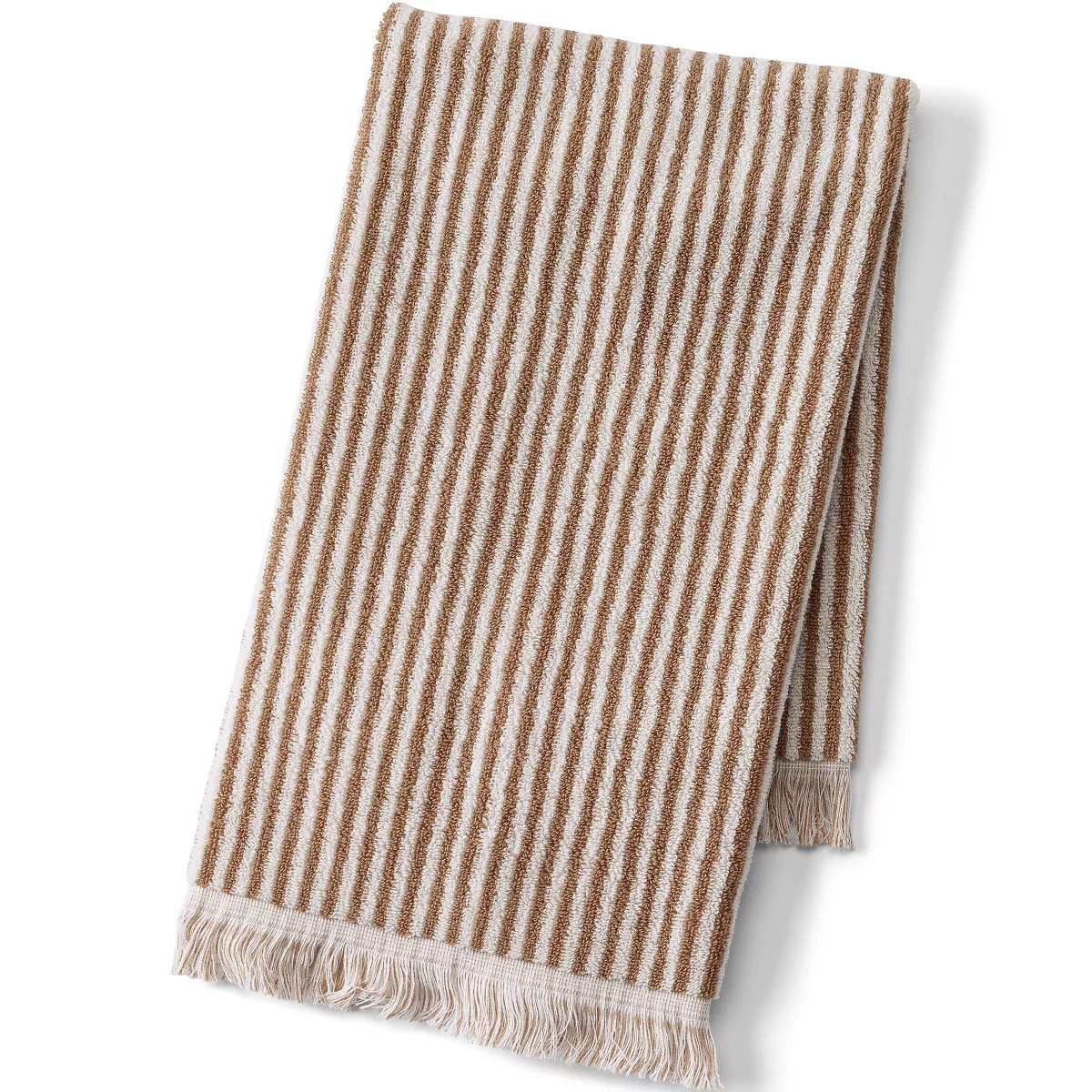 Lands' End Cotton Yarn-dyed Stripe Hand Towel - - Rich Camel Stripe | Target