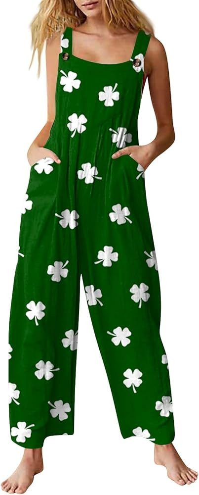 2025 Summer Overalls for Women Loose Fit Wide Leg Women's Jumpsuits, Rompers & Overalls Boho Flor... | Amazon (US)