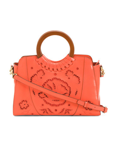 Leather Lyon Satchel With French Lace Crossbody Strap | Marshalls