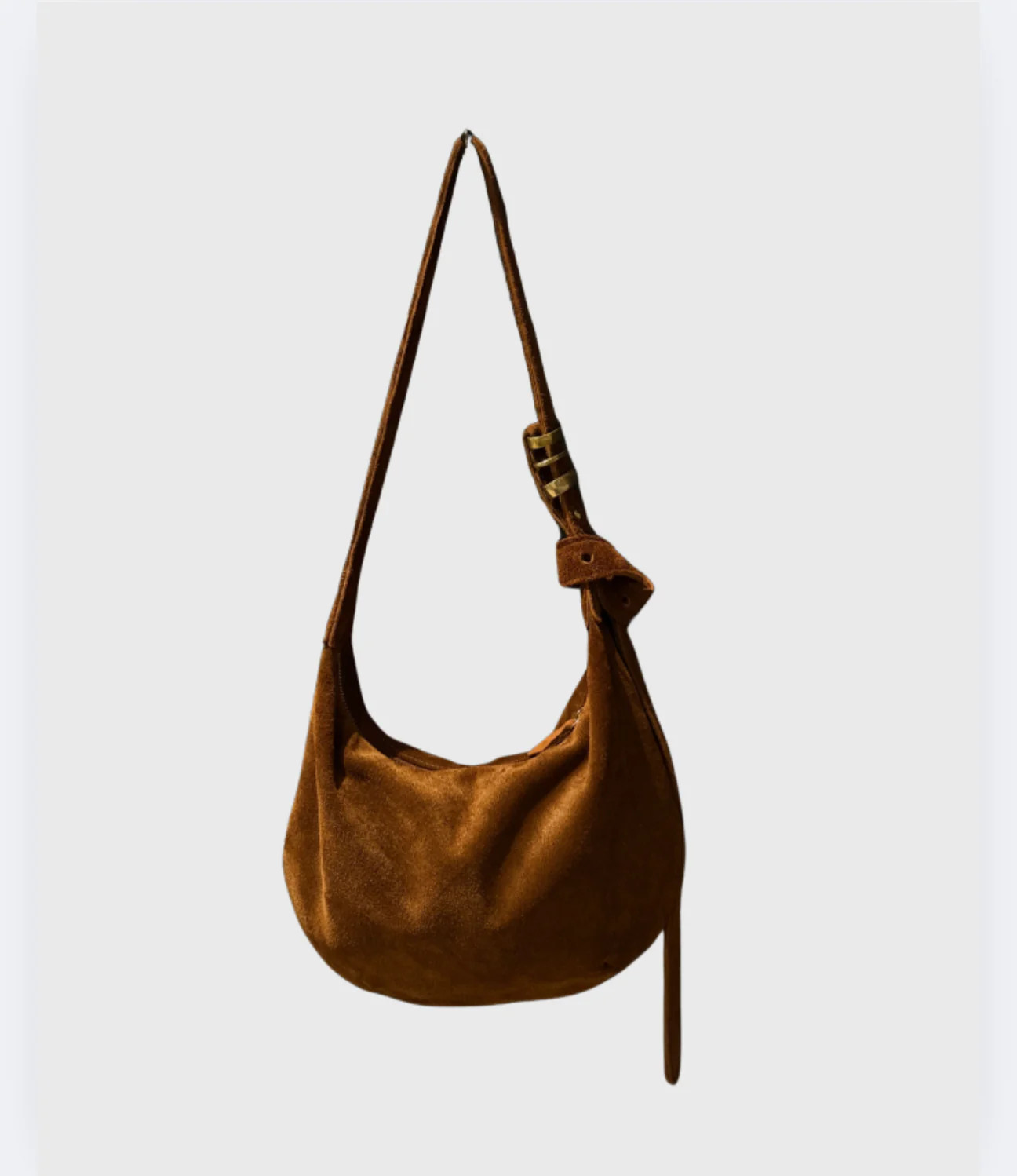 Sera Crescent Bag - Chestnut Suede  | Natalie Borton