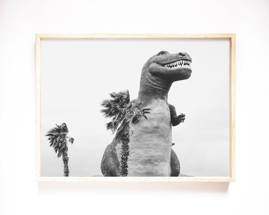 Dinosaur Decor, Printable, Dinosaur Print, Black and White Dinosaur, Boys Nursery Wall Art, Palm ... | Etsy (US)