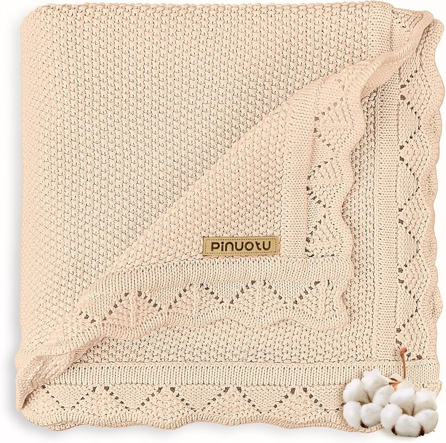 Knitted Baby Blanket for Boys & Girls, 100% Cotton Receiving Swaddle Crib & Stroller Blanket for ... | Amazon (US)