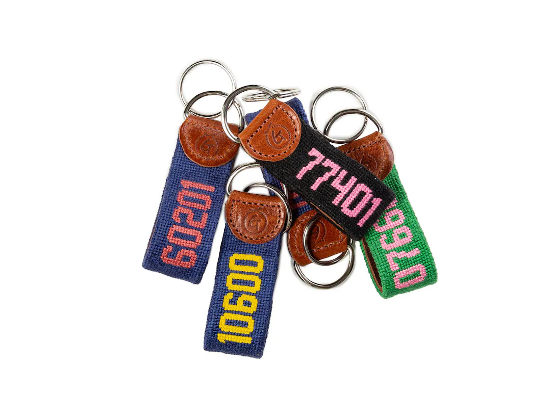 Zip Code Gift / Zip Code Custom Needlepoint Keychain / Zip Code Key Chain / Zip Code Keychain / C... | Etsy (US)