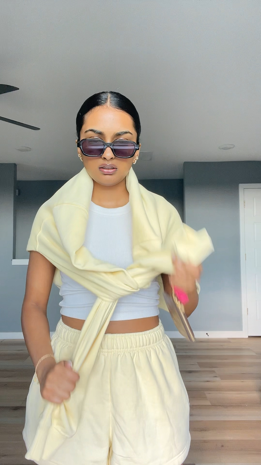 GLASSONS - Embroidered Print Oversized Hoodie & Cotton Sweat Short in the shade Better Be Butter. it’s sold out so I’m linking similar ones 💖

#LTKActive #LTKStyleTip #LTKVideo