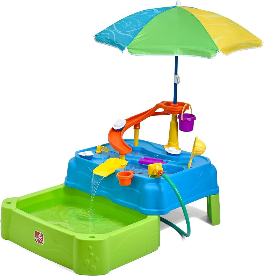 Step2 Waterpark Wonders Two-Tier Water Table, Kids Water Activity Sensory Playset, Comes with Umb... | Amazon (US)