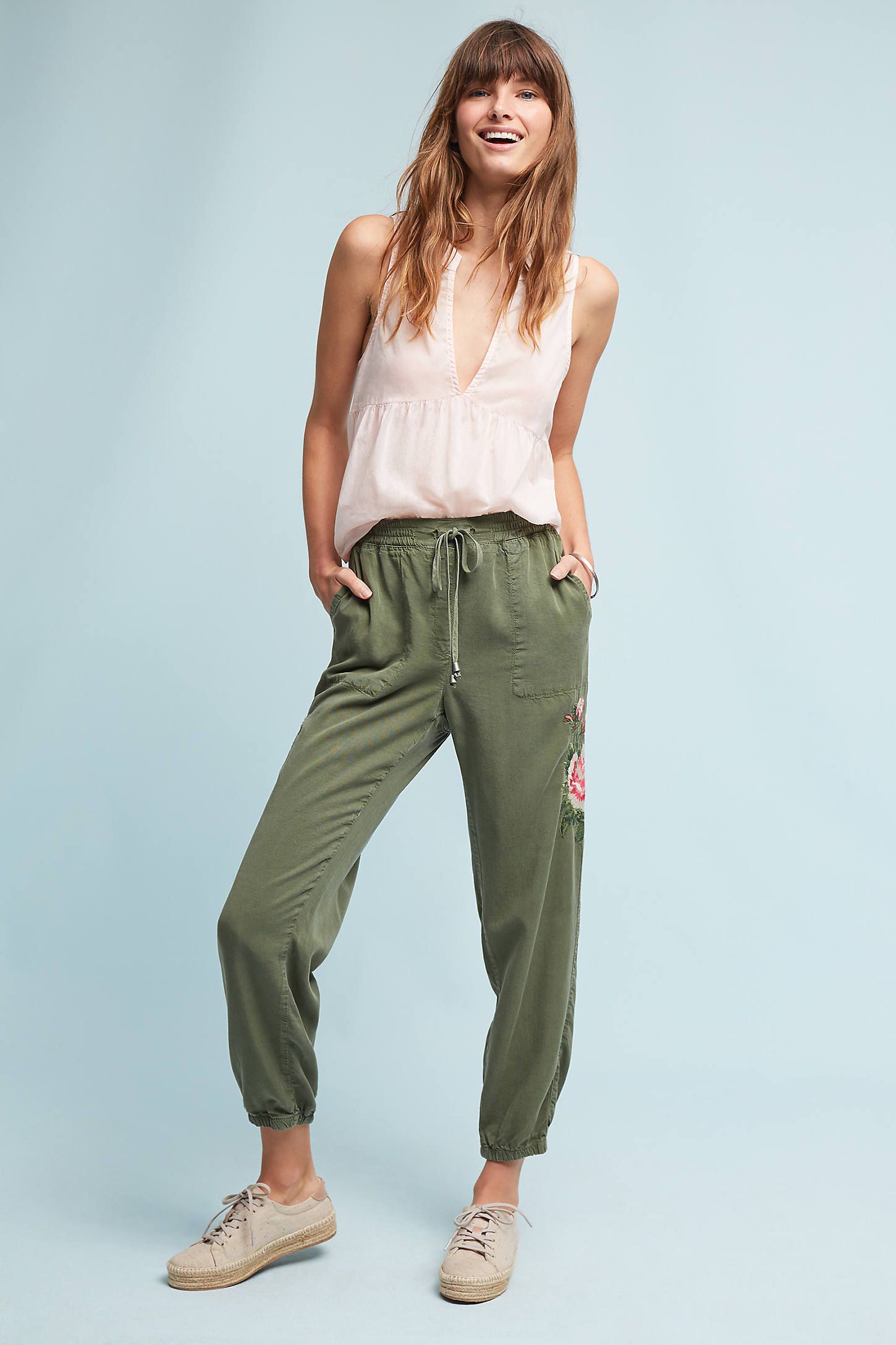 Embroidered Floral Joggers | Anthropologie (US)