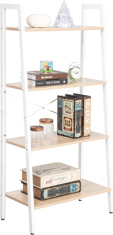 JJS Industrial 4-Tier Bookshelf, Freestanding Rustic Display Bookcase Storage Rack Shelf Plant St... | Amazon (US)