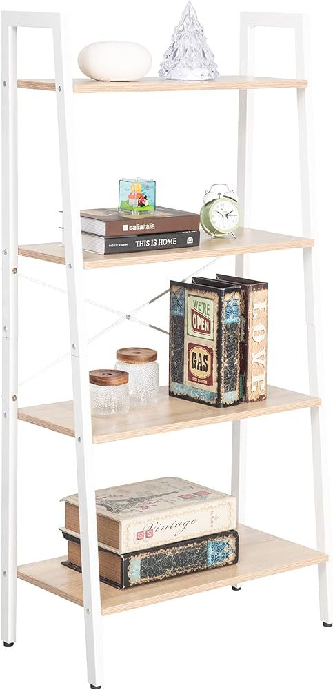 JJS Industrial 4-Tier Bookshelf, Freestanding Rustic Display Bookcase Storage Rack Shelf Plant St... | Amazon (US)