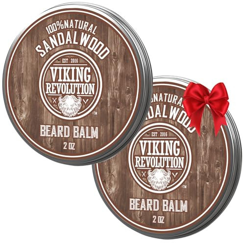 Viking Revolution Sandalwood Beard Balm - Beard Butter with Argan Oil, Beard Softener for Men with Jojoba Oil - Beard Moisturizer for Men with Beeswax - Beard Wax for Men (2oz, 2 Pack) | Amazon (US)