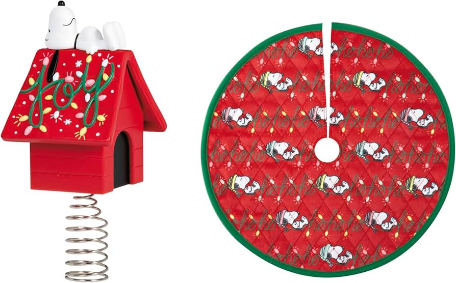 Hallmark Keepsake Mini Christmas Tree Topper and Tree Skirt, The Peanuts Gang Snoopy, Set of 2, G... | Amazon (US)