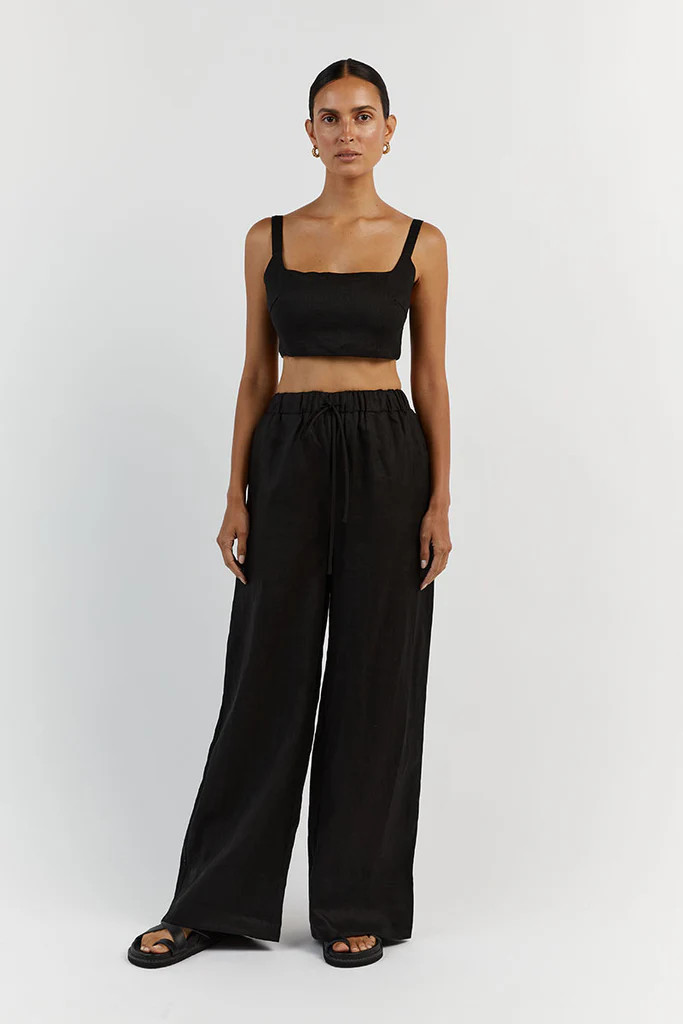 PENNY BLACK LINEN CROP TOP | DISSH