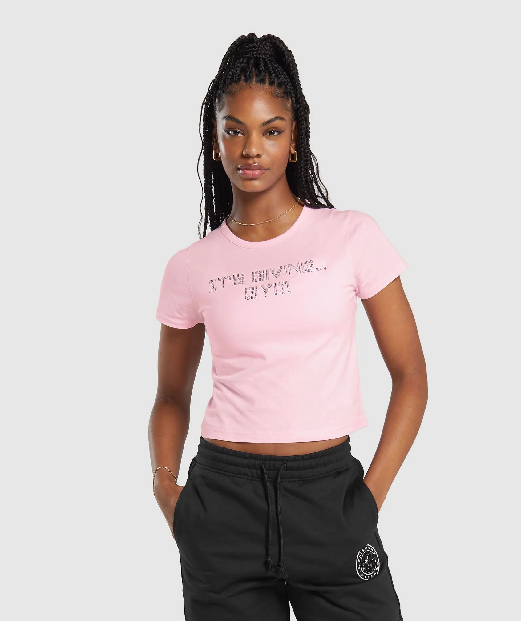 Gymshark Its Giving Gym Baby T-Shirt - Dolly Pink | Gymshark US