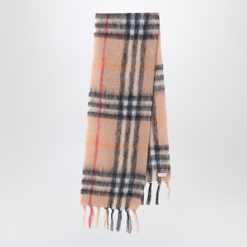 Wool and mohair check scarf Sand | The Double F