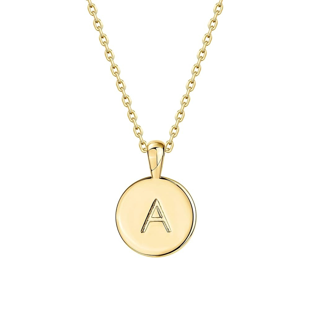 PAVOI 14K Gold Plated Initial Letter Pendant Necklace for Women | Gold Alphabetical Initial Neckl... | Amazon (US)