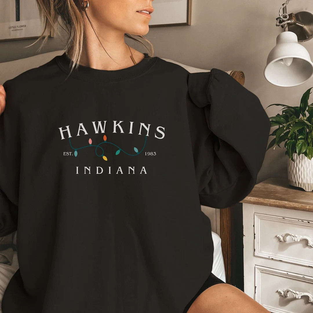 HAWKINS INDIANA Crewneck, Stranger Sweatshirt, Unisex Heavy Blend™ Crewneck Sweatshirt, Eleven,... | Etsy (US)