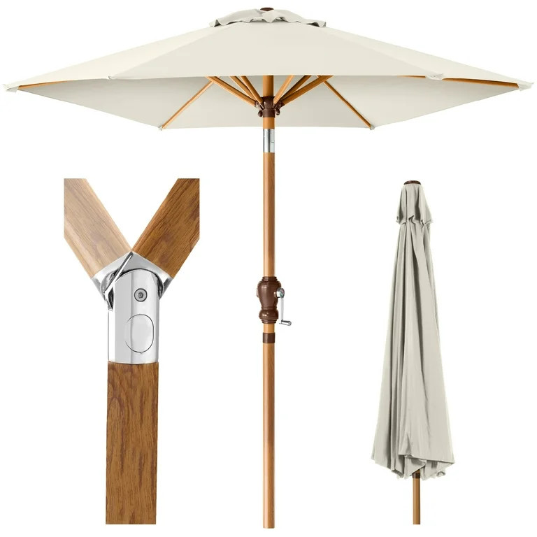 Best Choice Products 10ft Outdoor Woodgrain Pattern Steel Market Patio Umbrella w/ Crank, Tilt - ... | Walmart (US)
