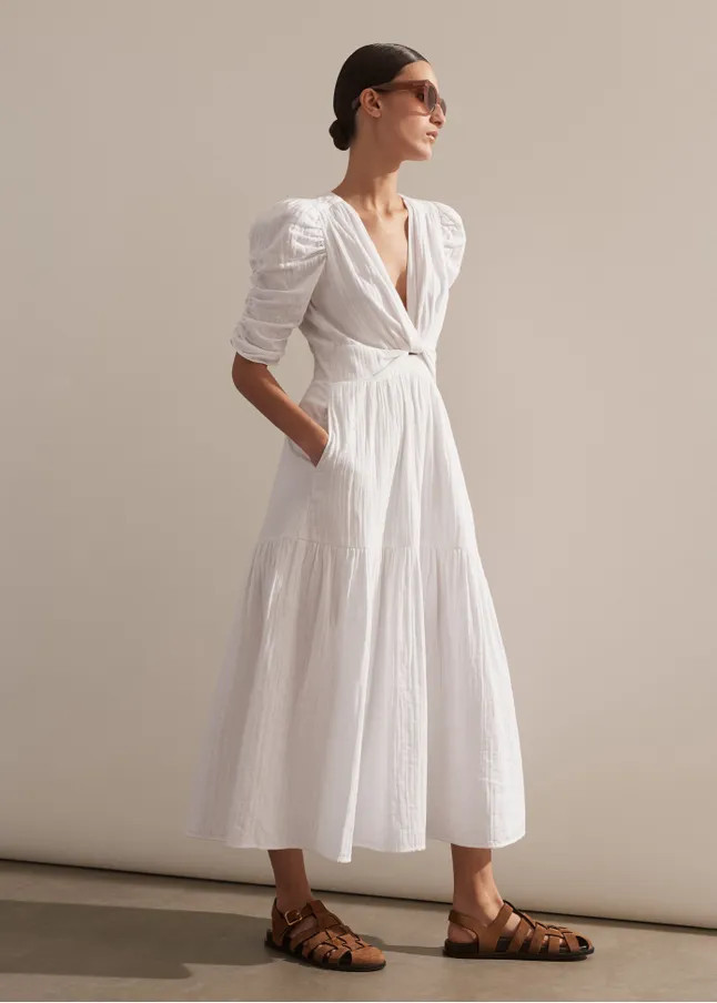 Cheesecloth Gathered Sleeve Maxi Dress | ME+EM US