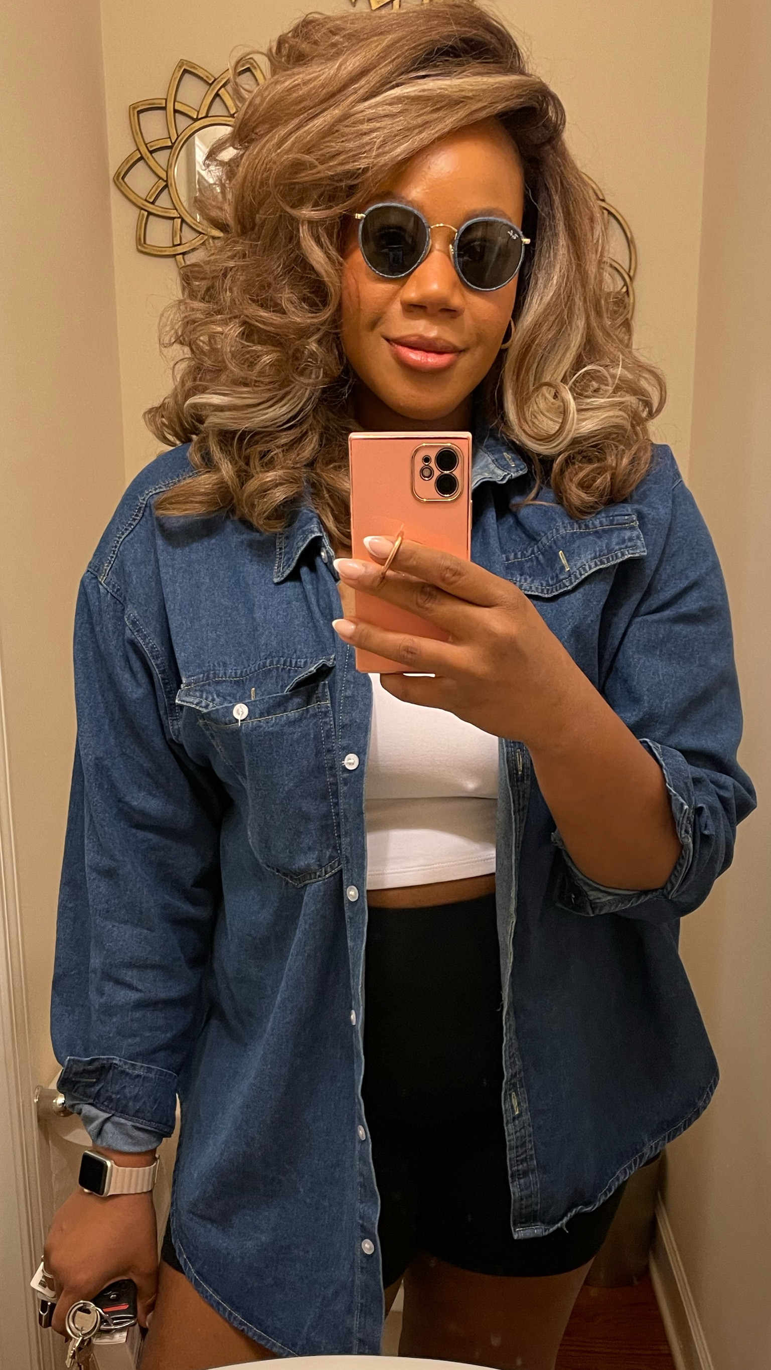 Today’s look ✨ I’m wearing a 16 in the denim shirt, an XL in the sports bra and and shorts.

Travel Outfit, Summer Outfit, Mom Outfit

#LTKcurves #LTKtravel #LTKunder50