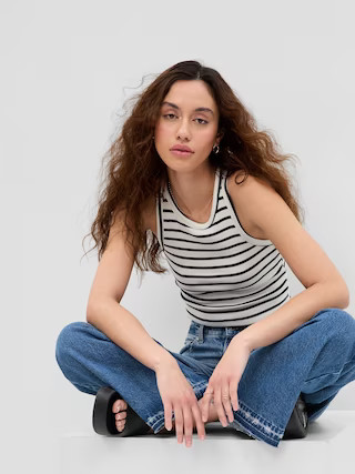 PROJECT GAP Cropped Stripe Rib Tank Top | Gap (US)