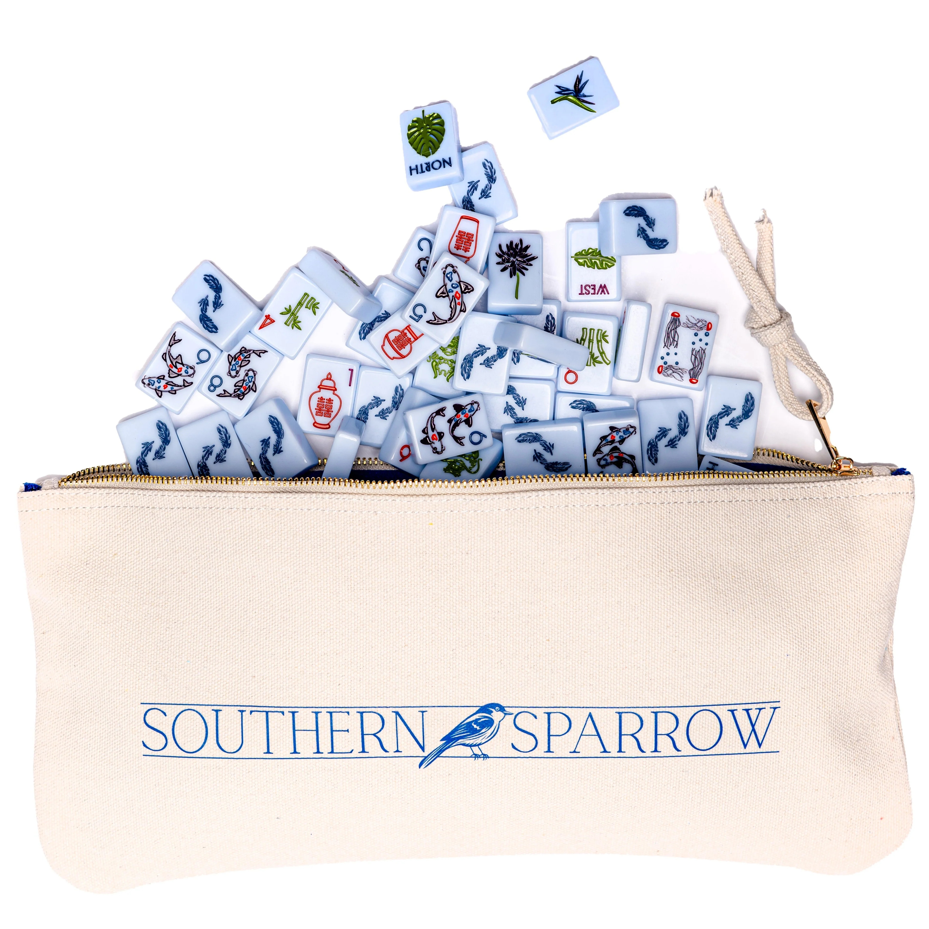 Mahjong Tile Bag | Canvas & Suede Pouch by Southern Sparrow | Southern Sparrow