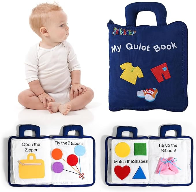 Jollybaby Baby Soft Busy Books -My Quiet Book, Travel Toy & Montessori Sensory Educational, 10 Pr... | Amazon (US)