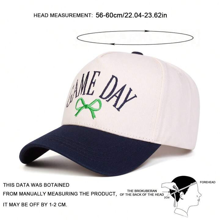 1pc Women's Game Day Taste Trucker Hat With Embroidered Letter & Bow, Casual Baseball Cap For Str... | SHEIN