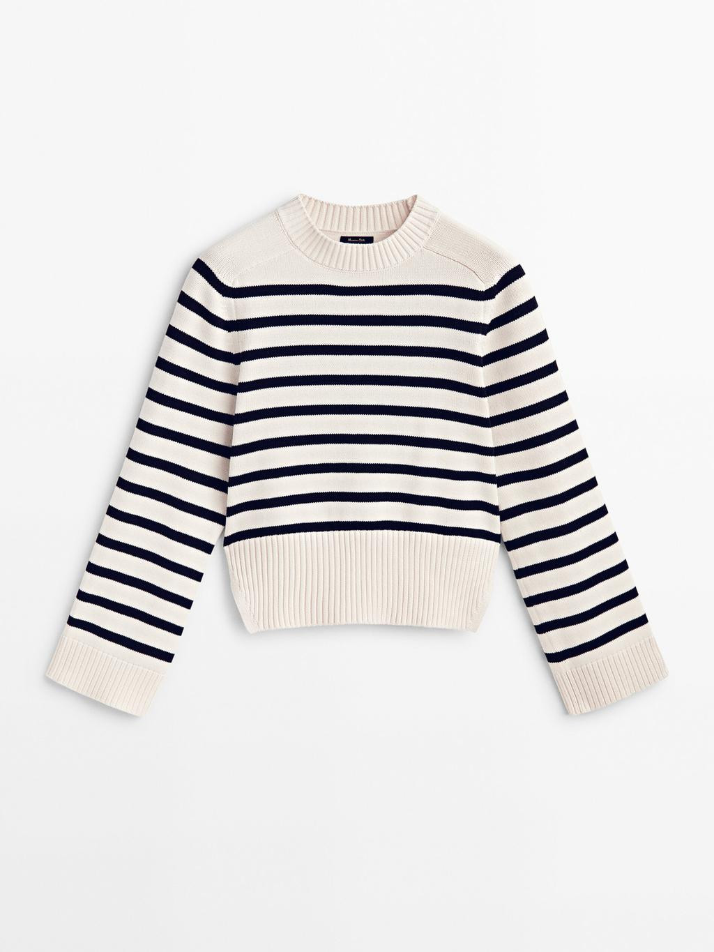 Striped knit crew neck sweater | Massimo Dutti US