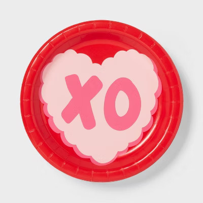 20ct 9" XO Valentine's Day Dinner Plates Red/Pink - Spritz™ | Target
