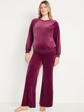 Maternity Velour Rollover Waist Pajama Pants | Old Navy (US)