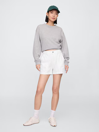 4" High Rise SuperSoft Denim Utility Shorts | Gap Factory