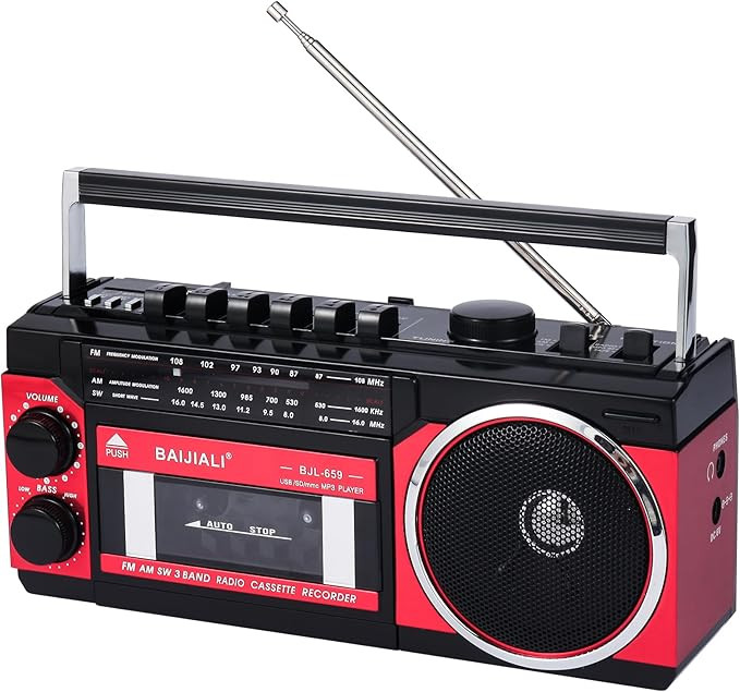 Portable Cassette Player with AM/FM/SW Radio & BT, Boombox for Home and Travel, Record from Radio... | Amazon (US)